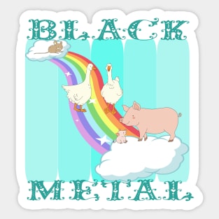 Farmyard Rainbow Black Metal Sticker